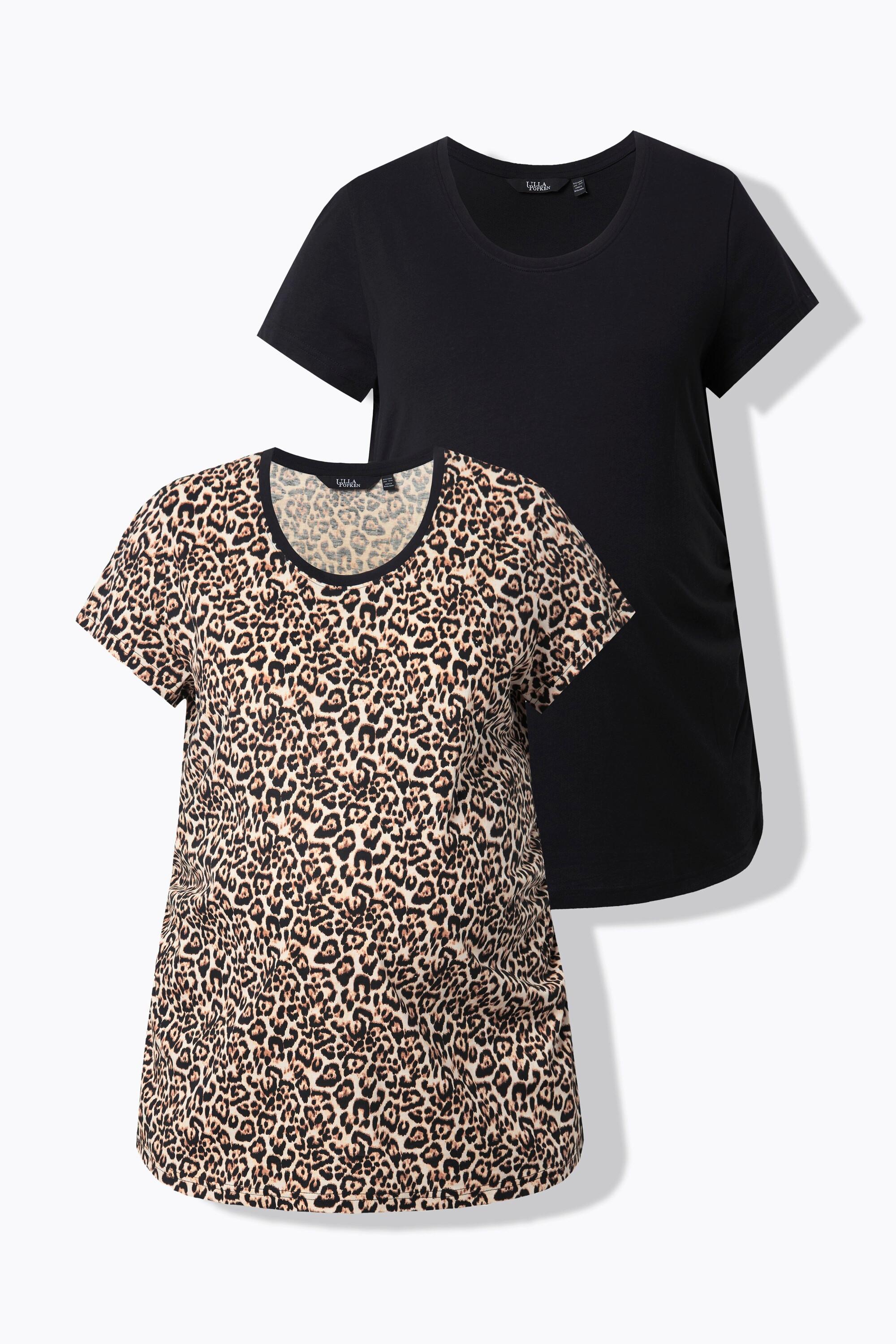 Ulla Popken Bellieva T-shirt Maniche Corte Confezione da 2 con Arricciatura Laterale  