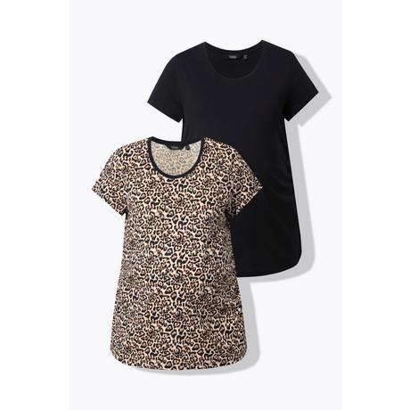 Ulla Popken Bellieva T-shirt Maniche Corte Confezione da 2 con Arricciatura Laterale  