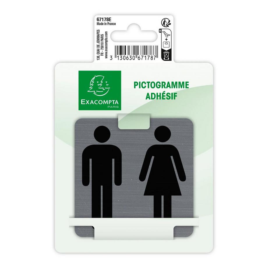 Exacompta Plaque adhésives imitation aluminiumToilettes dame / homme 7,5x7,5 cm  