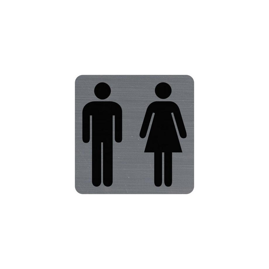 Plaque adhésives imitation aluminiumToilettes dame / homme 7,5x7,5 cm
