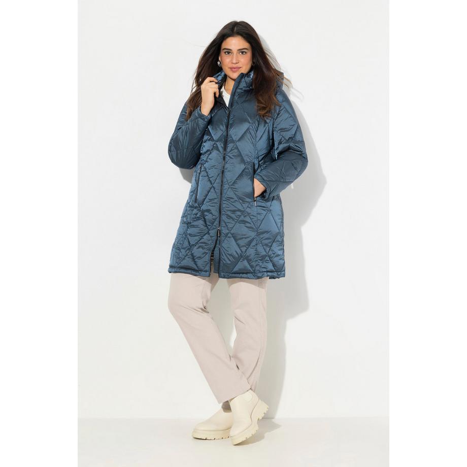 Ulla Popken Veste Matelassée avec Capuche et Fermeture Éclair à Double Sens  