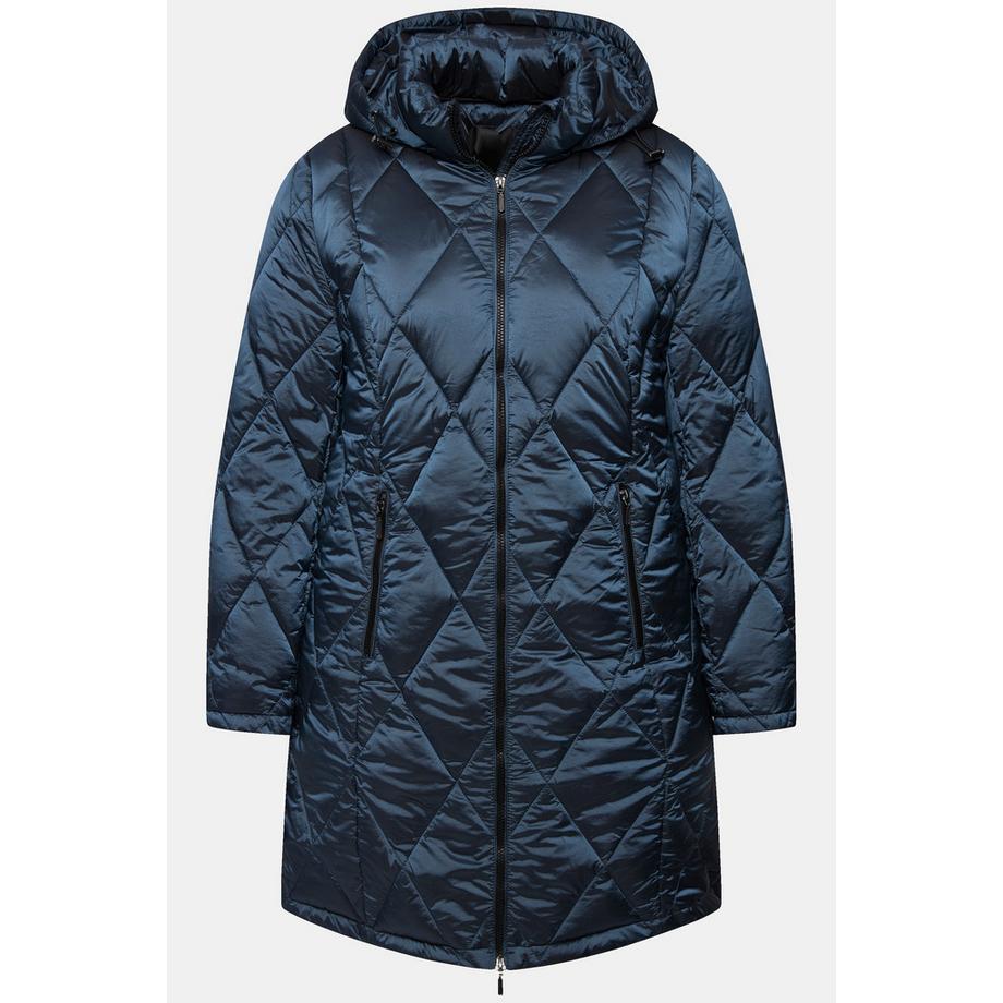 Ulla Popken Veste Matelassée avec Capuche et Fermeture Éclair à Double Sens  