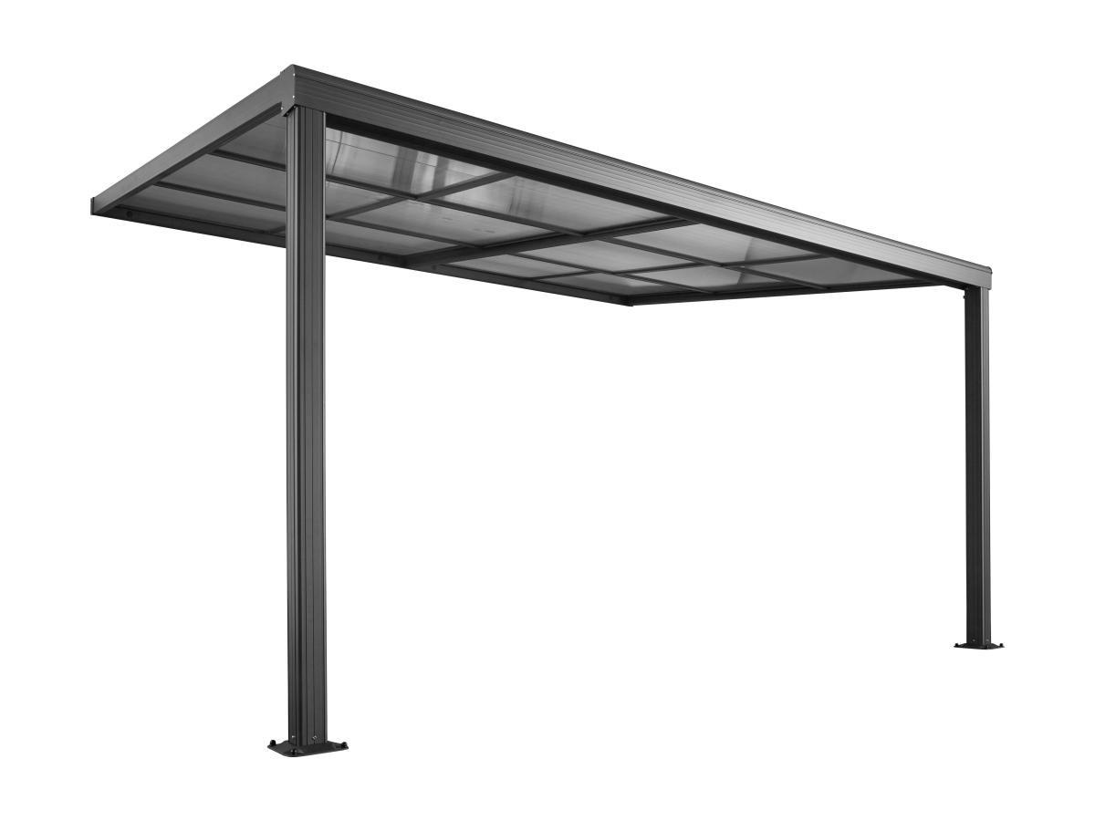 Vente-unique Pergola adossée avec toit coulissant - 12m² - anthracite - IZEDA  