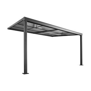 Vente-unique Pergola adossée avec toit coulissant - 12m² - anthracite - IZEDA  