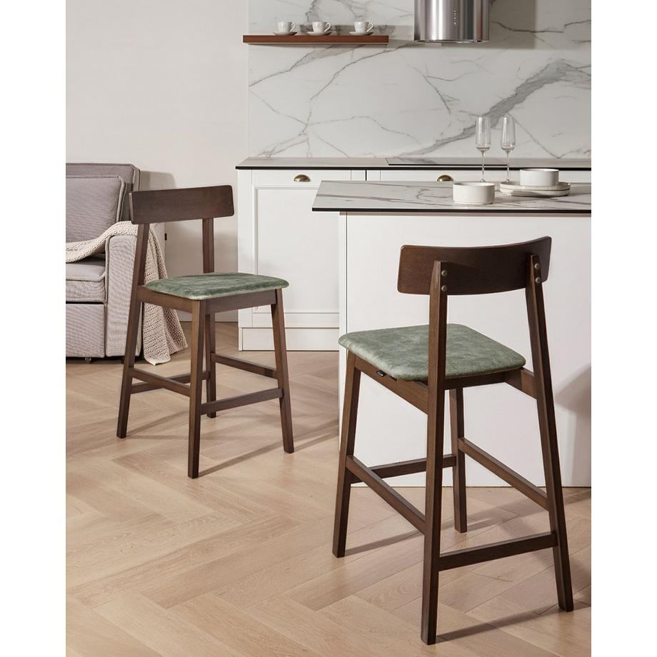 Beliani Lot de 2 chaises de bar en Bois d\'hévéa Rétro ISANTI  