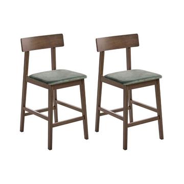 Lot de 2 chaises de bar en Bois d'hévéa Rétro ISANTI