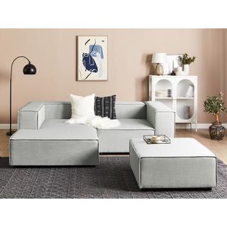 Beliani Ecksofa mit Ottomane aus Leinen Modern APRICA  