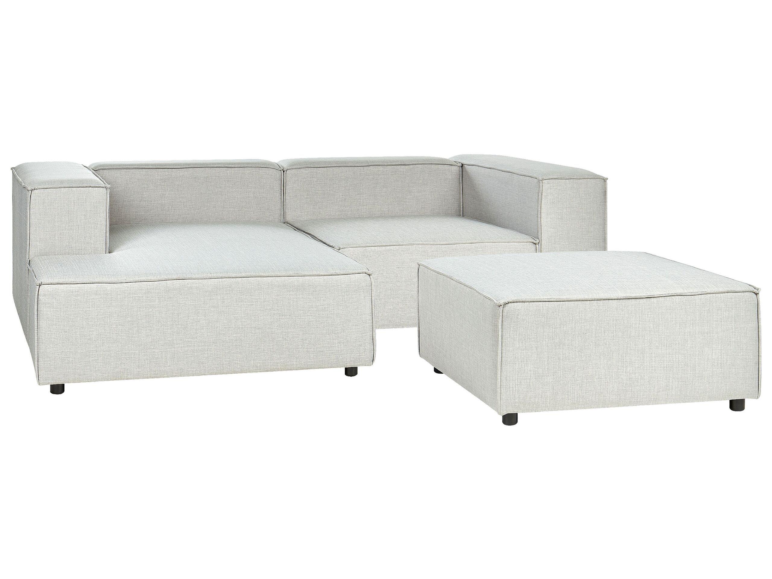 Beliani Ecksofa mit Ottomane aus Leinen Modern APRICA  