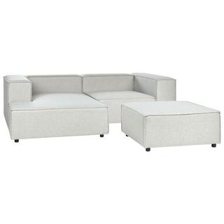 Beliani Ecksofa mit Ottomane aus Leinen Modern APRICA  