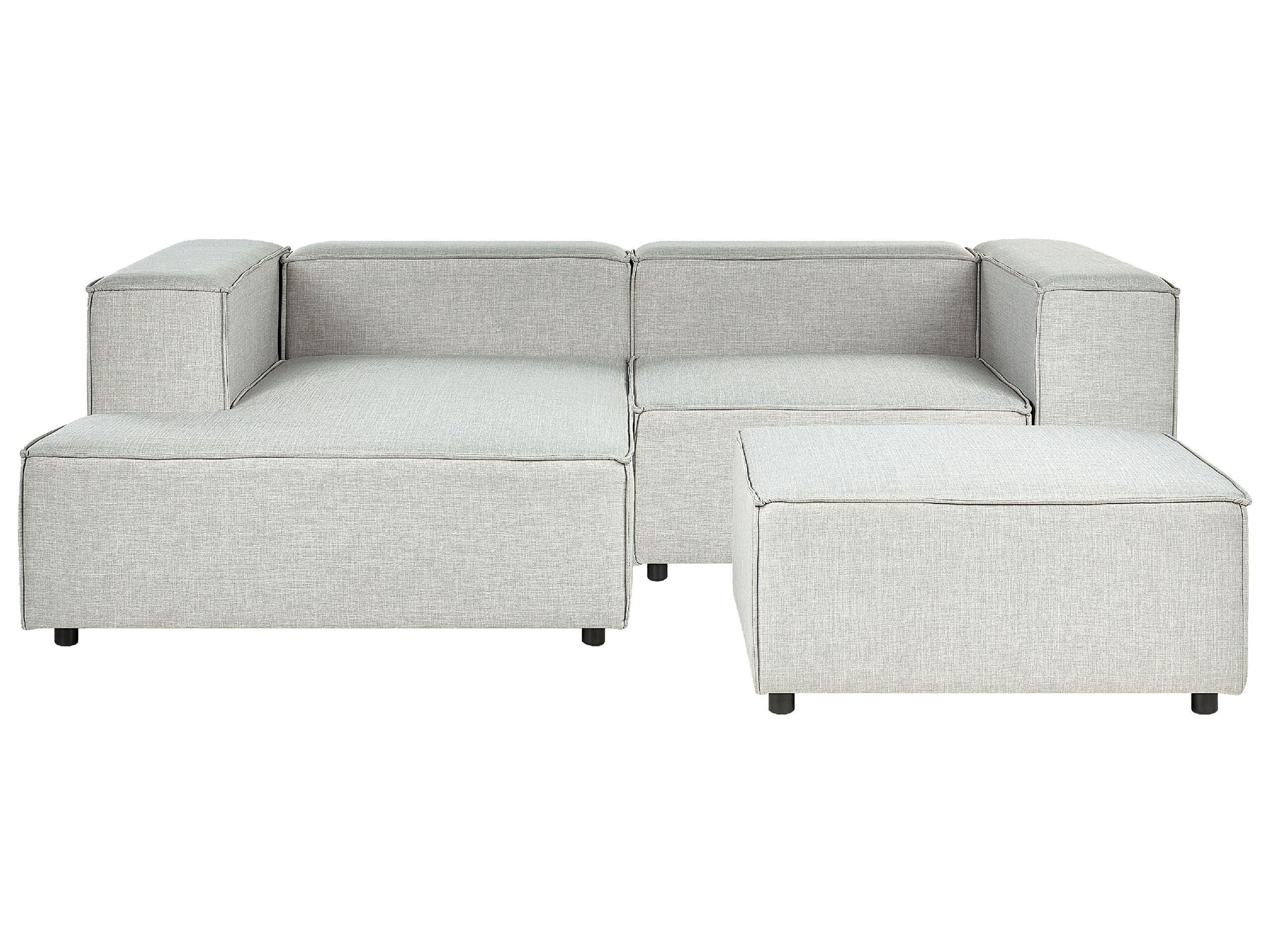 Beliani Ecksofa mit Ottomane aus Leinen Modern APRICA  