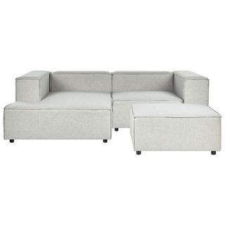 Beliani Ecksofa mit Ottomane aus Leinen Modern APRICA  