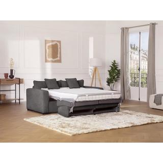 Vente-unique Canapé 3 places convertible express en velours côtelé gris anthracite - Couchage 140 cm -  Matelas 18 cm - MONDOVI  