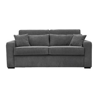 Vente-unique Canapé 3 places convertible express en velours côtelé gris anthracite - Couchage 140 cm -  Matelas 18 cm - MONDOVI  