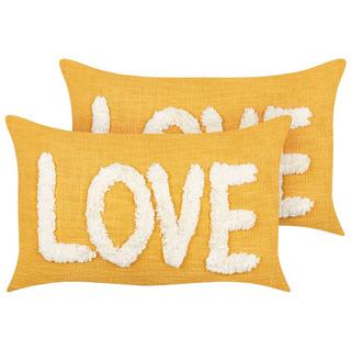 Beliani Lot de 2 coussins en Coton Moderne LOVE  