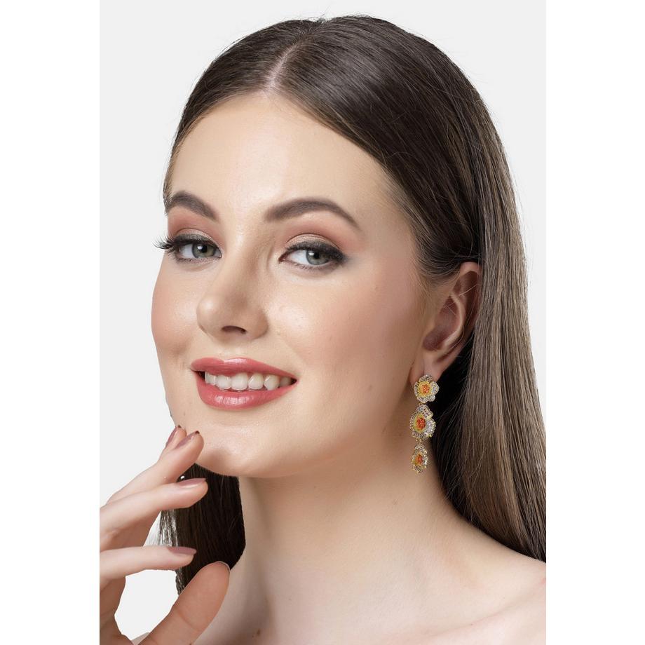 AVANT-GARDE PARIS  Diva Kollektion Cubic Zirconia Drei-Blumen-Hängeohrringe 