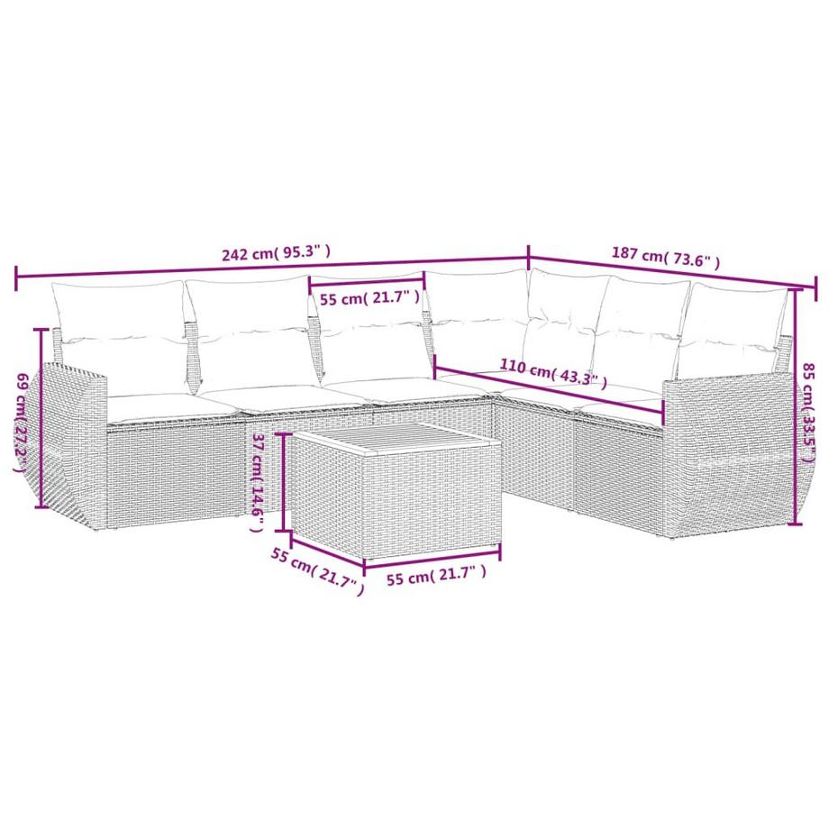 VidaXL set divano da giardino Polirattan  