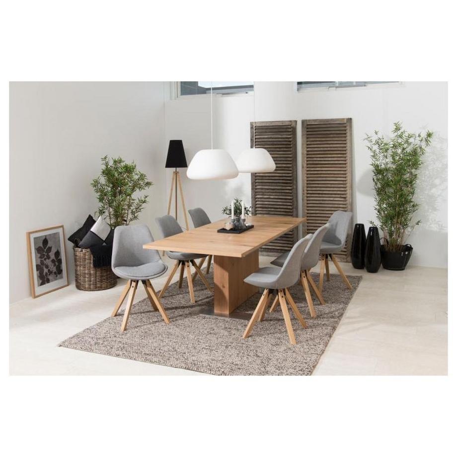 mutoni Esszimmerstuhl Giada Corsica Stoff Hellgrau Eichegebeizt Ölbehandelt  