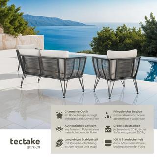 Tectake Garten-Loungeset Sundo im Rope-Design mit Polyrattan  