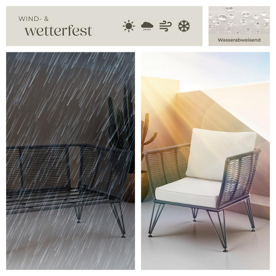 Tectake Set lounge da giardino Sundo Polyrattan con design intrecciato  