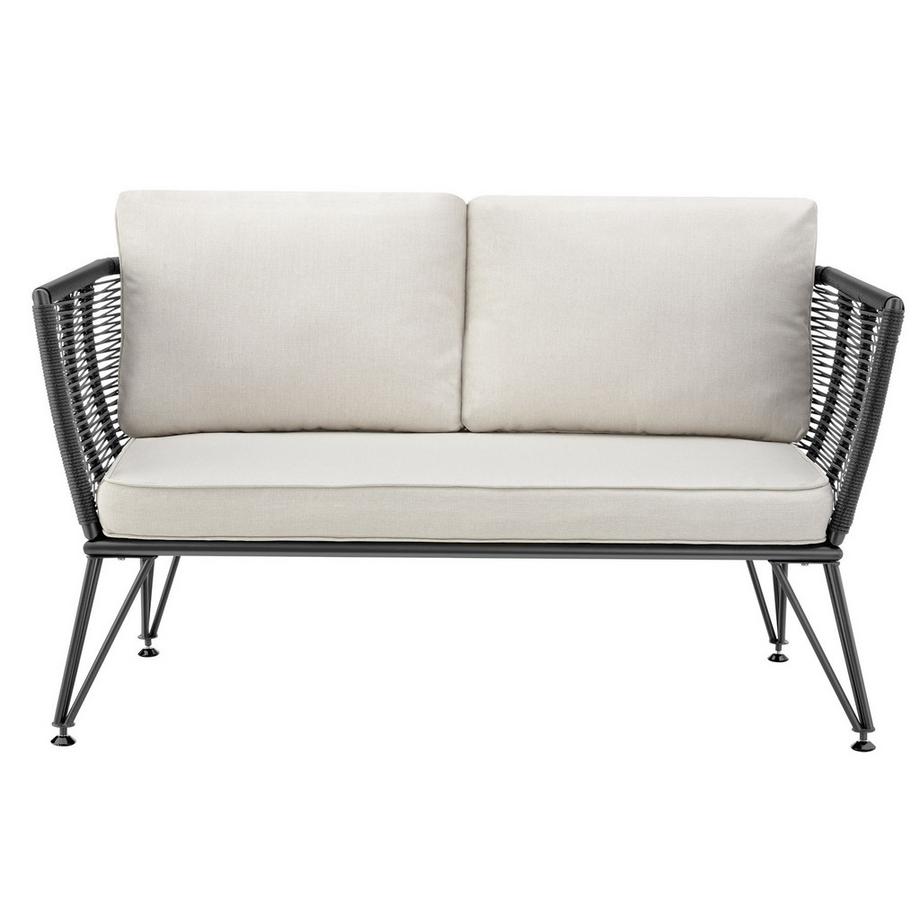 Tectake Set lounge da giardino Sundo Polyrattan con design intrecciato  