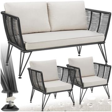 Garten-Loungeset Sundo im Rope-Design mit Polyrattan