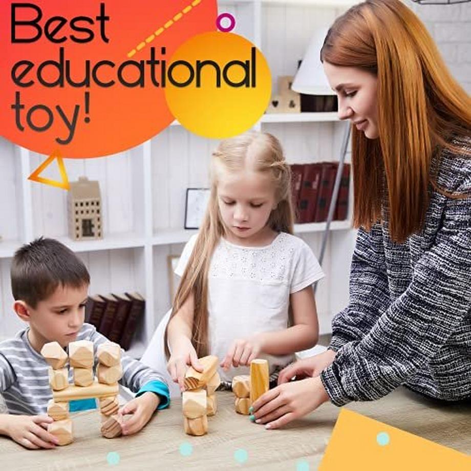 Activity-board  Hölzerne Balanciersteine für Kinder - Kiefer Holz Stapeln Steine Set, Spielzeug Motor Skills 