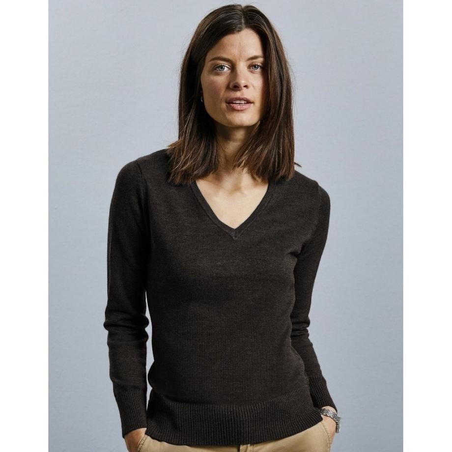 Russell Collection V-Ausschnitt Strickpullover  