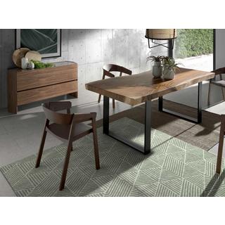 ANGEL CERDA Commode en noyer avec plateau en verre trempé  