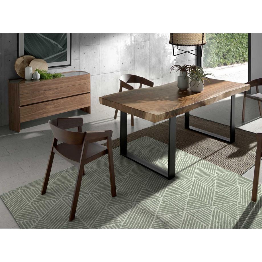 ANGEL CERDA Cassettiera in noce con piano in vetro temperato  