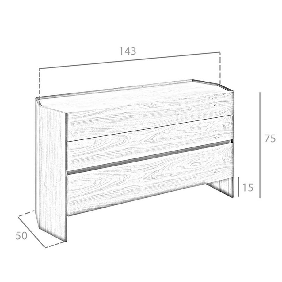 ANGEL CERDA Cassettiera in noce con piano in vetro temperato  