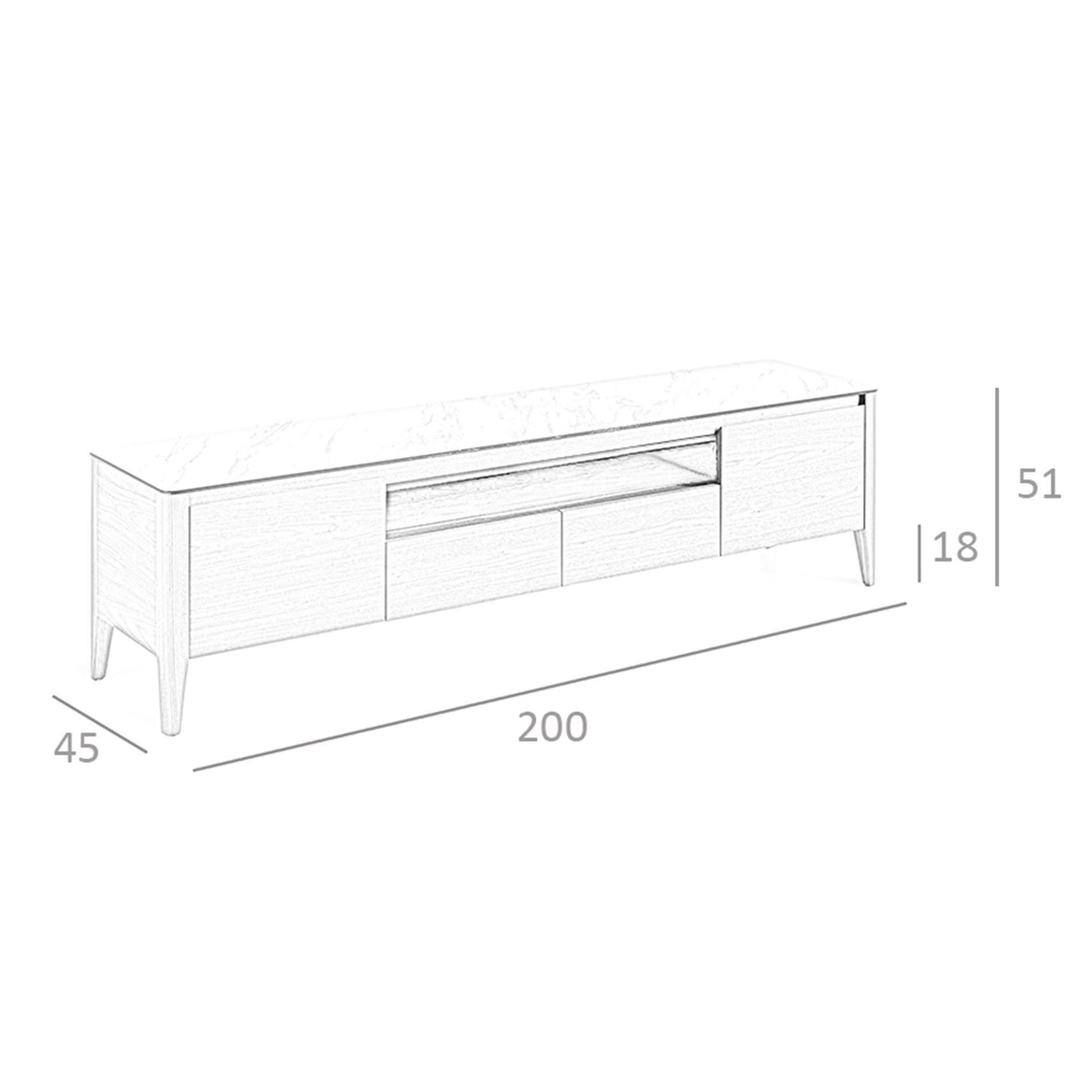 ANGEL CERDA Porta TV in noce con piano in vetro a imitazione del marmo  