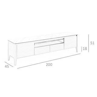 ANGEL CERDA Porta TV in noce con piano in vetro a imitazione del marmo  