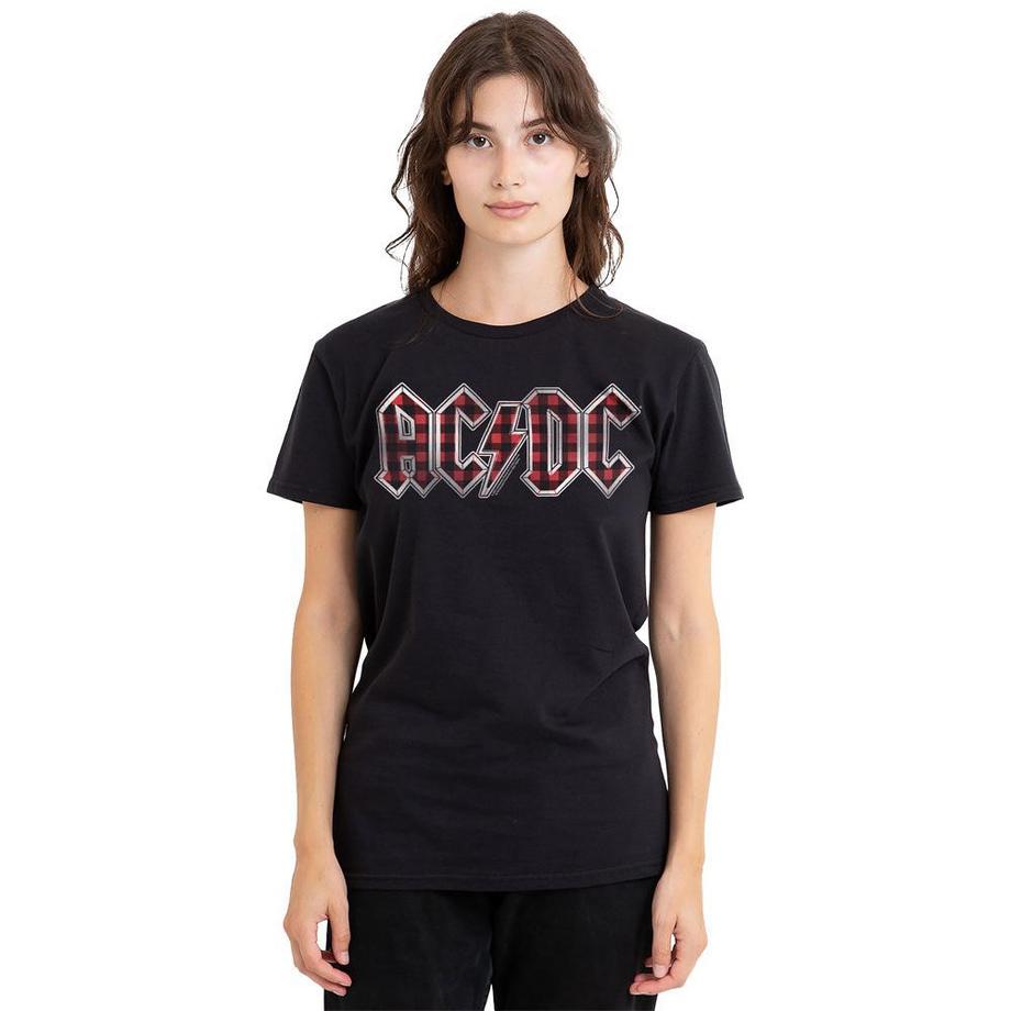 AC/DC ACDC Plaid Logo Regular Fit T-Shirt  