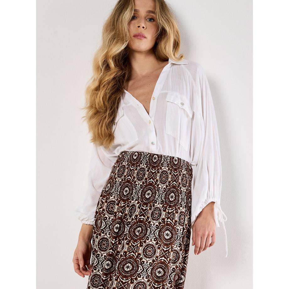 APRICOT Gesmokter Maxirock mit Batikdruck  