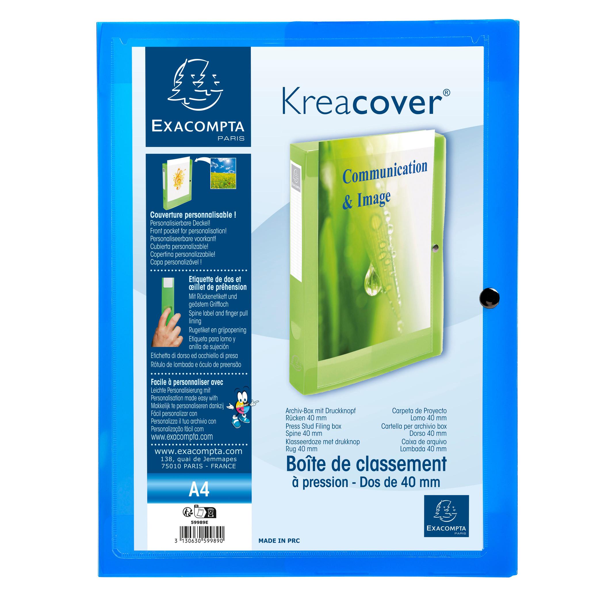 Exacompta Boite de classement à pression Dos 40mm polypropylène chromaline 7/10e Krea Cover - x 5  