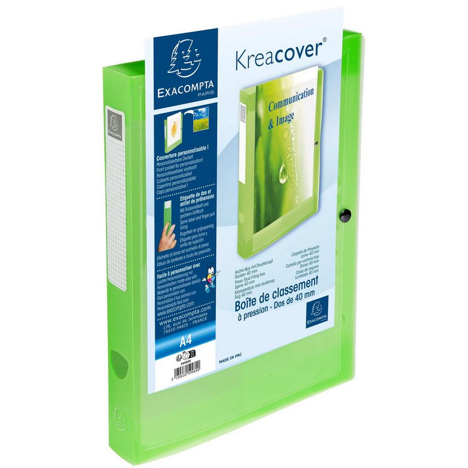 Exacompta Boite de classement à pression Dos 40mm polypropylène chromaline 7/10e Krea Cover - x 5  