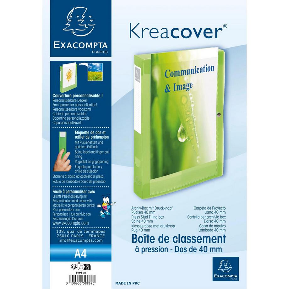 Exacompta Cartella portaprogetti con bottone dorso 40mm polipropilene Chromaline Kreacover - x 5  