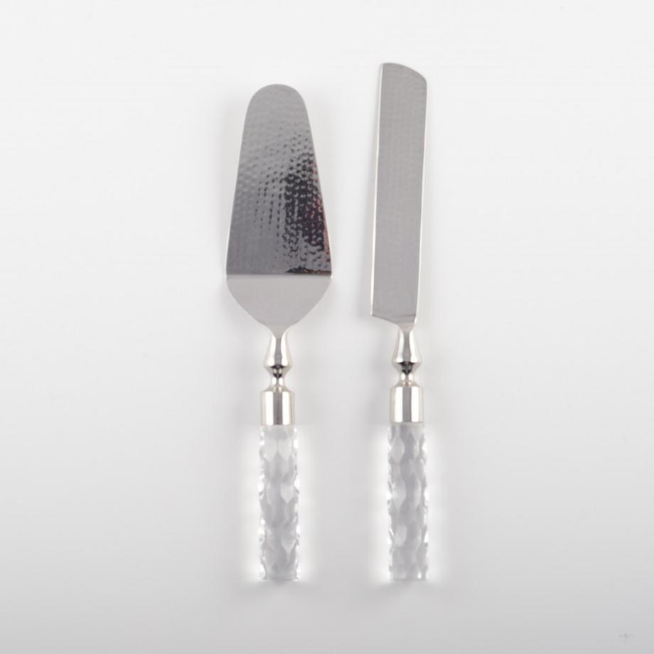 Aulica  GEHÄMMERTER SILBERNER KUCHENSCHIEBER UND -MESSER 