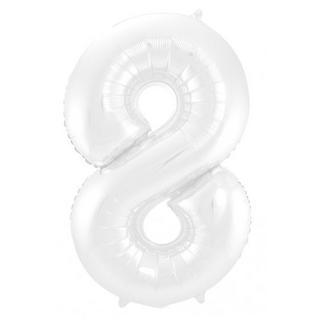 Unique  Ballon Aluminium Blanc Chiffre 8 