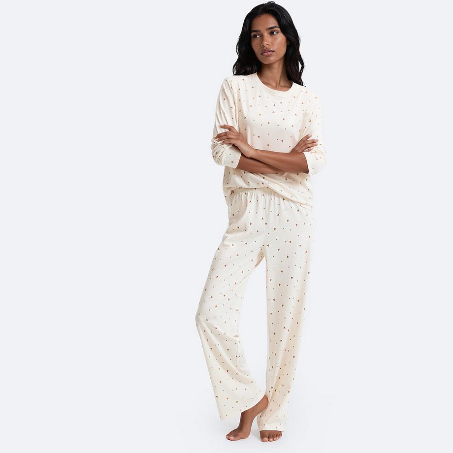 Pyjama imprimé coeurs en jersey