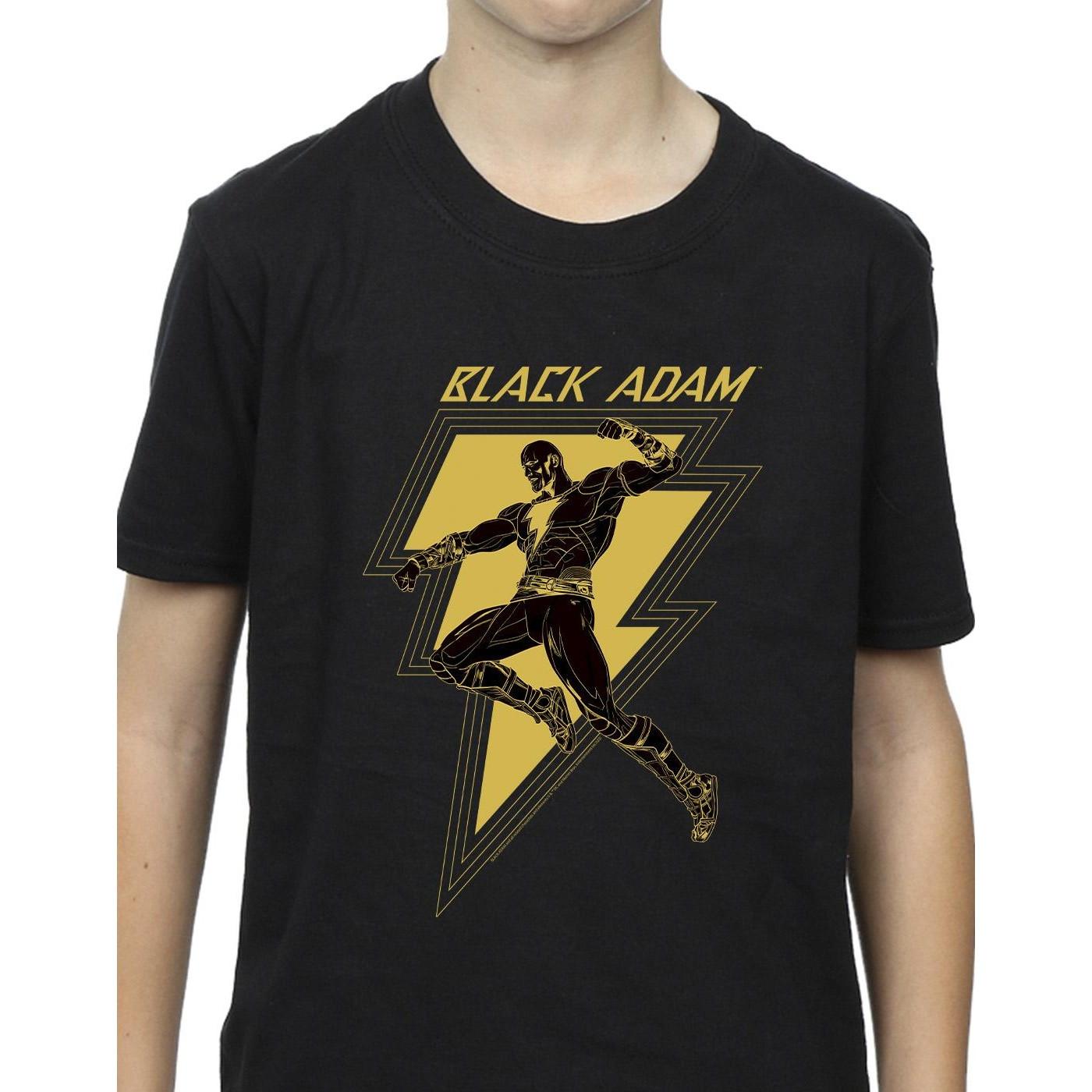 DC COMICS  Tshirt BLACK ADAM GOLDEN BOLT CHEST 