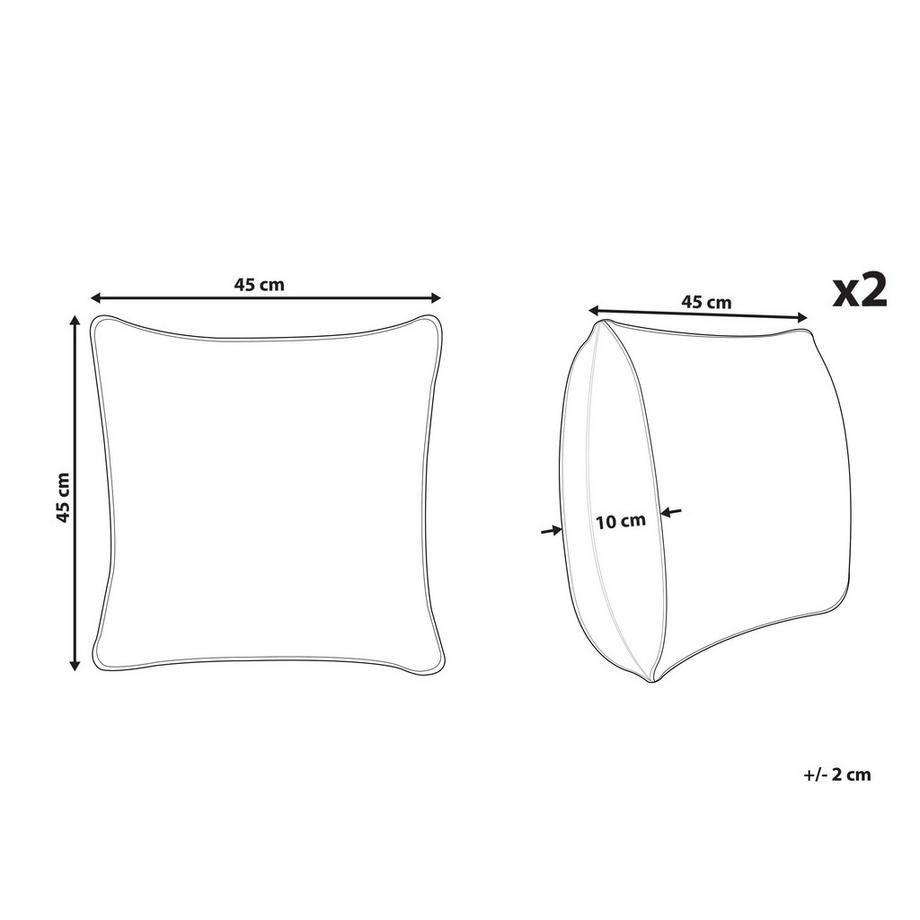 Beliani Lot de 2 coussins décoratifs en Coton Rétro SALIZAR  