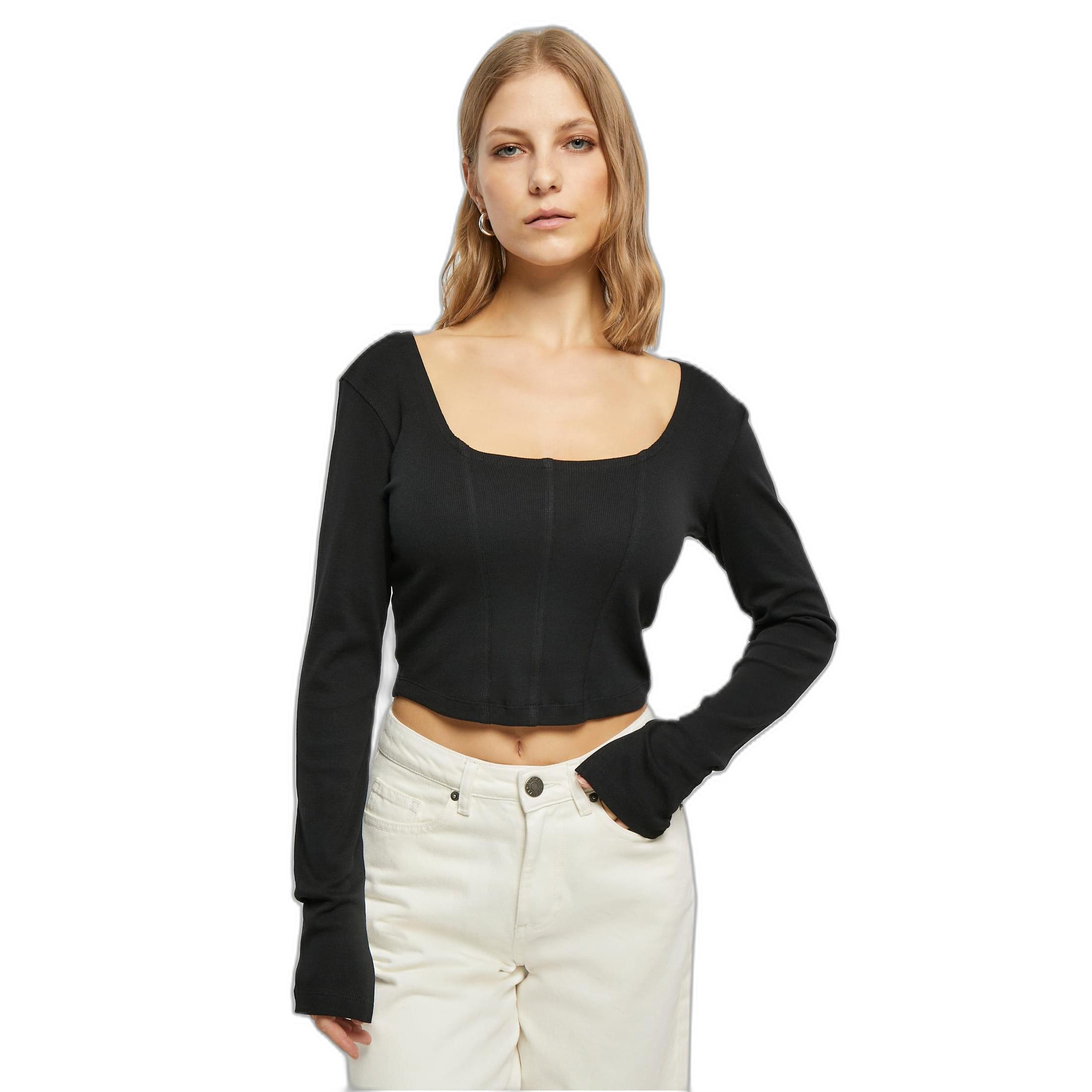 URBAN CLASSICS  t-shirt crop manches longues corsage 