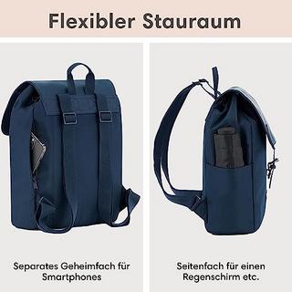 Only-bags.store Rucksack Small Blue - Ida - Kleiner Rucksack für Freizeit, Uni oder Stadt - Mit Laptopfach (bis 13  