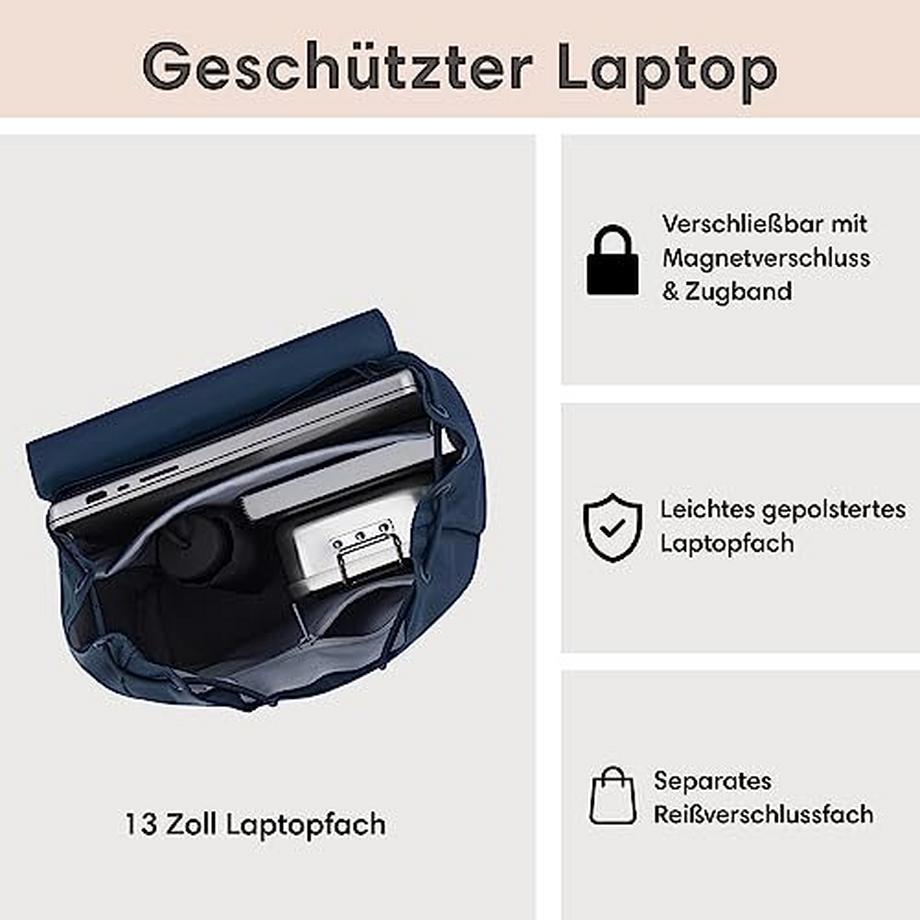 Only-bags.store Ida Petit Sac à dos avec Compartiment pour Ordinateur Portable  