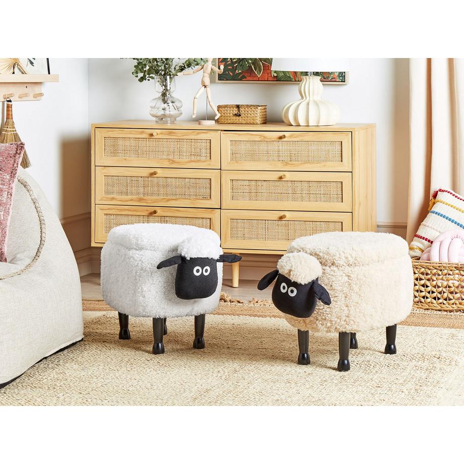 Beliani Tierhocker mit Stauraum aus Stoff  SHEEP  