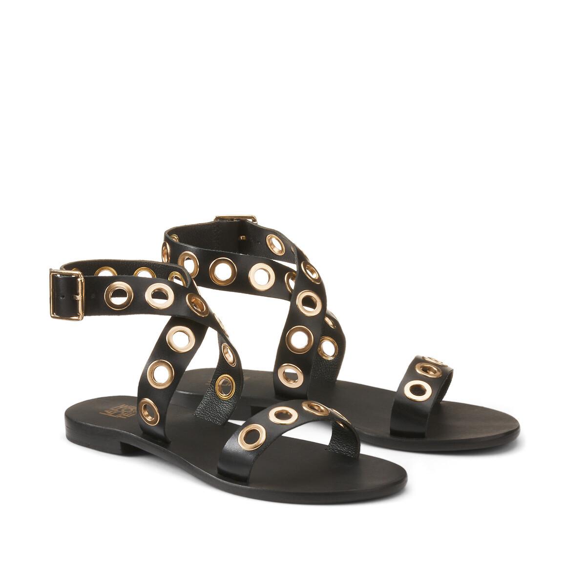 La Redoute Collections  Ledersandalen mit Ösen und Knöchelriemen 