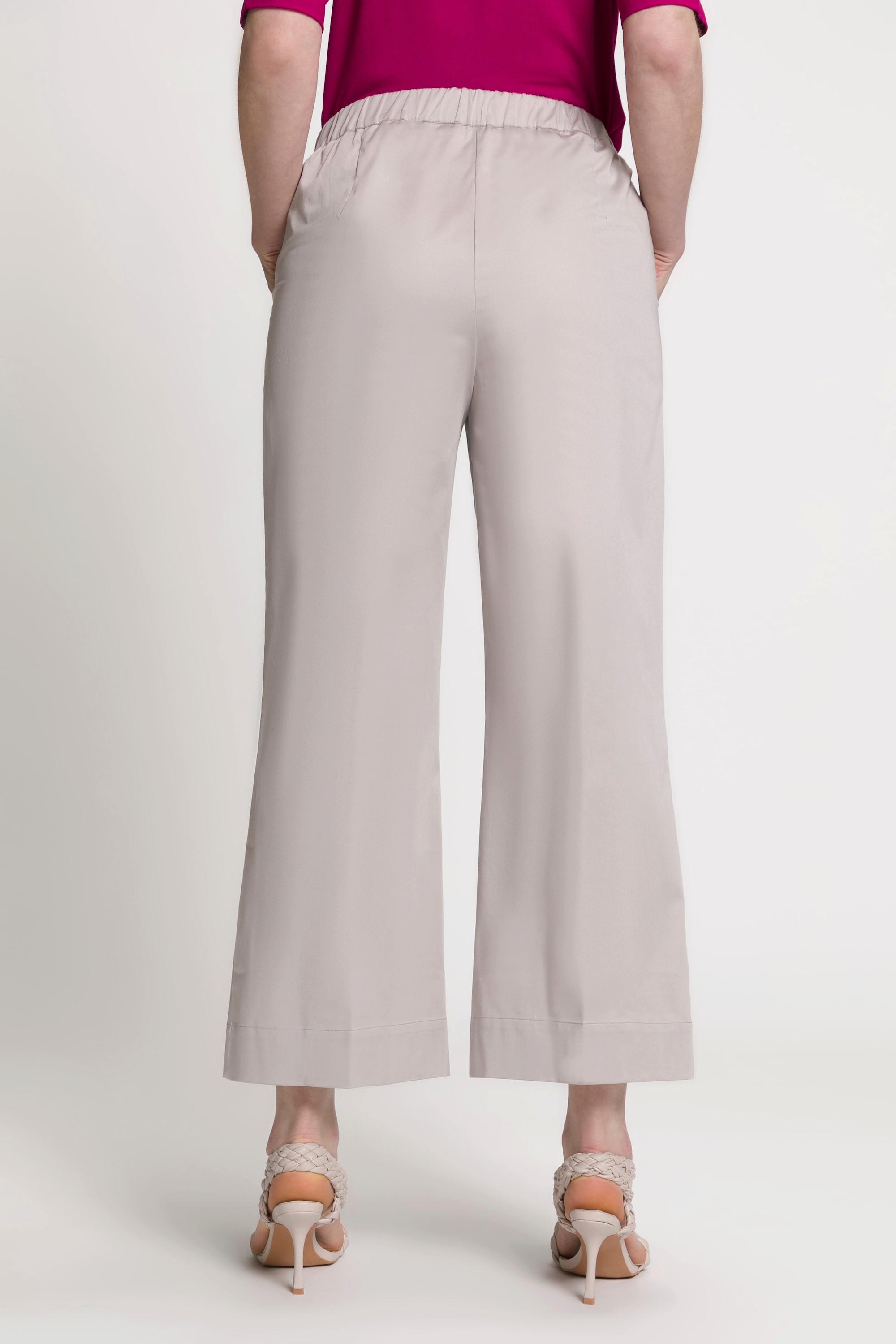 Ulla Popken  Pantalon 7/8, pinces, jambes évasées, ceinture confortable 