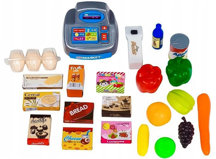 Pricenet  Großer Supermarkt-Supermarktstand für Kinder mit Registrierkasse, Waage und Scanner 