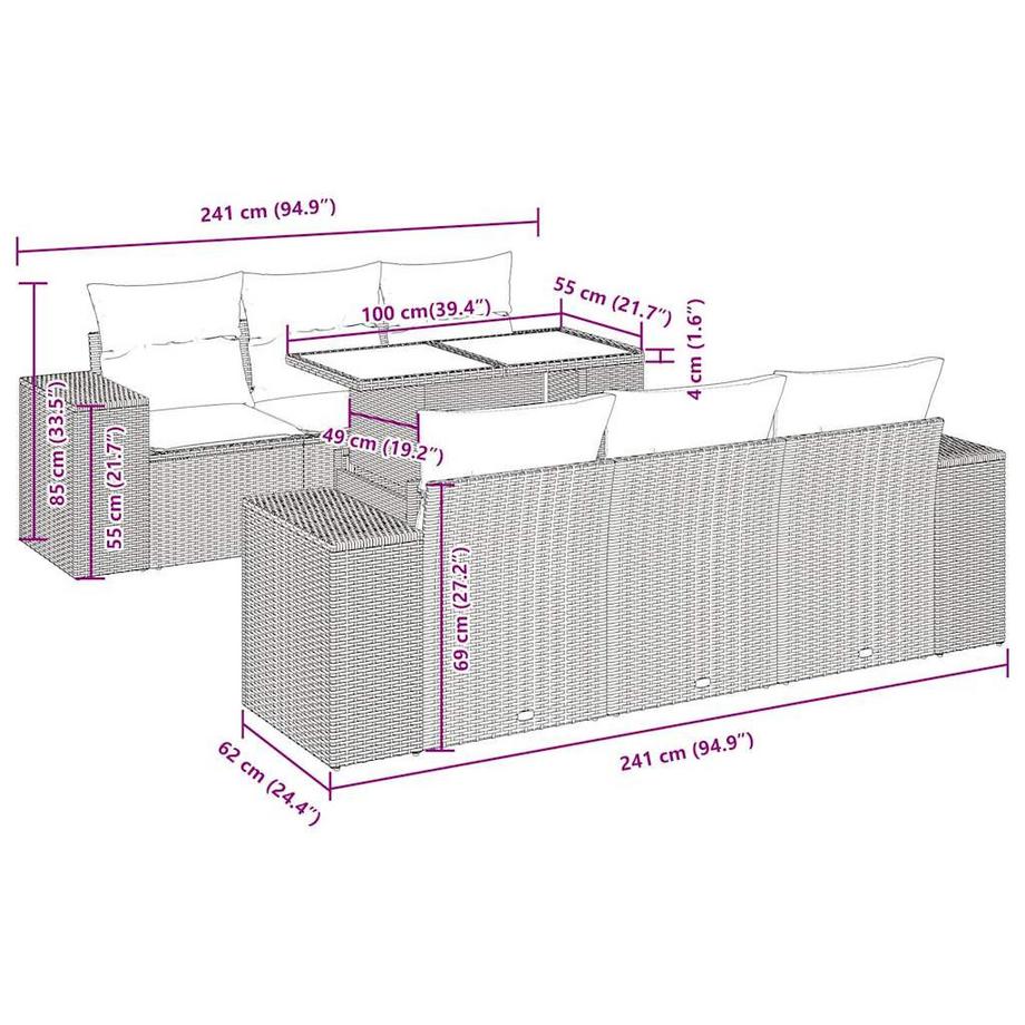 VidaXL Ensemble de canapés de jardin rotin synthétique  